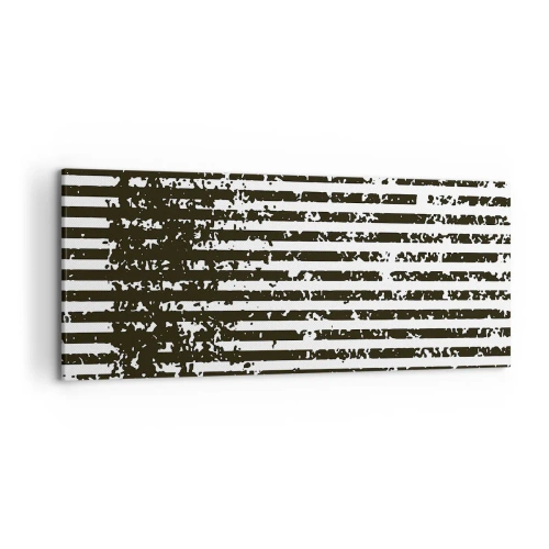 Impression sur toile - Image sur toile - Lignes abstraites avec un effet vieilli en noir et blanc - 120x50cm - Rythme et bruissement - Décoration murale moderne pour le salon et la chambre ARTTOR