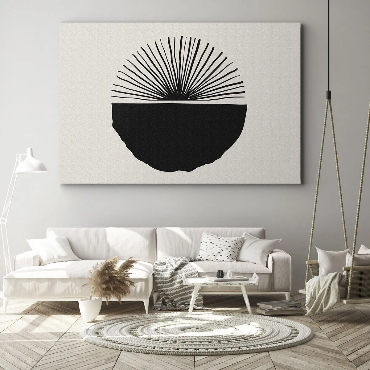 Impression sur toile - Image sur toile - Motif noir minimaliste sur fond clair - 70x50cm - Une gamme de possibilités - Décoration murale moderne pour le salon et la chambre ARTTOR
