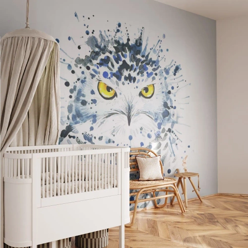 Papier Peint Photo Premium Canvas - Droit dans les yeux - Oiseau, Hibou, Animaux - 300x210 cm