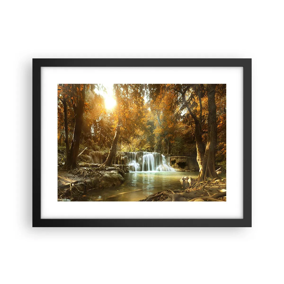 Affiche dans un cadre noir - Poster - Cascade du parc - 40x30 cm