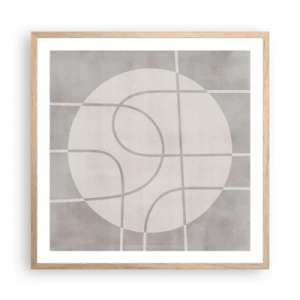 Affiche dans un chêne clair - Poster - Circulaire et tout droit - 60x60 cm