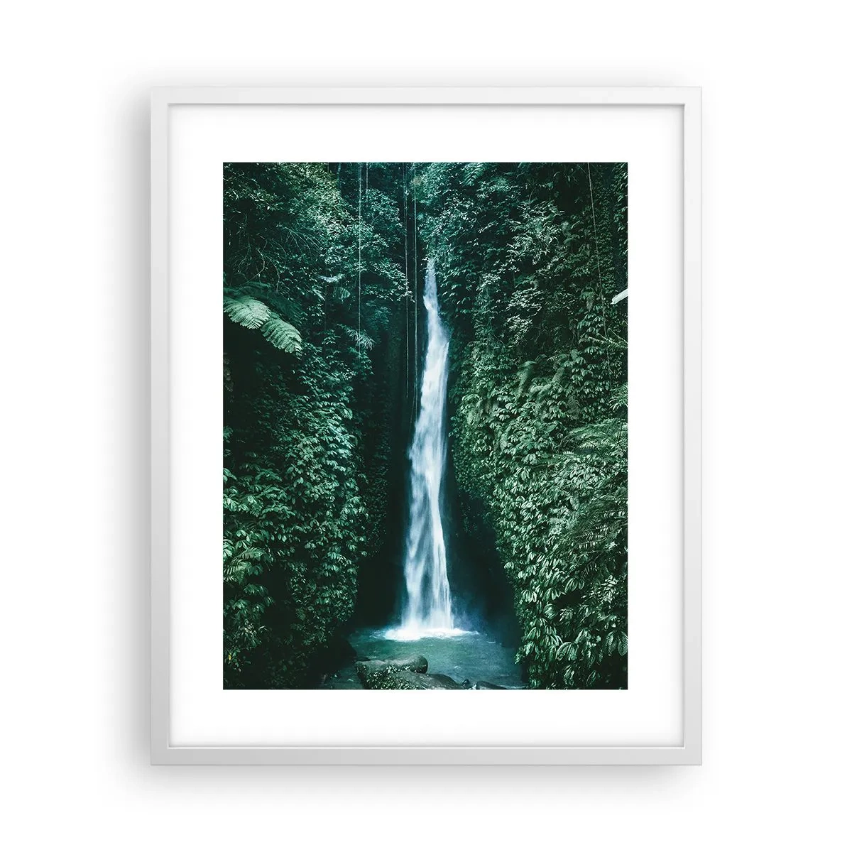 Affiche dans un cadre blanc - Poster - Fontaine tropicale - 40x50 cm