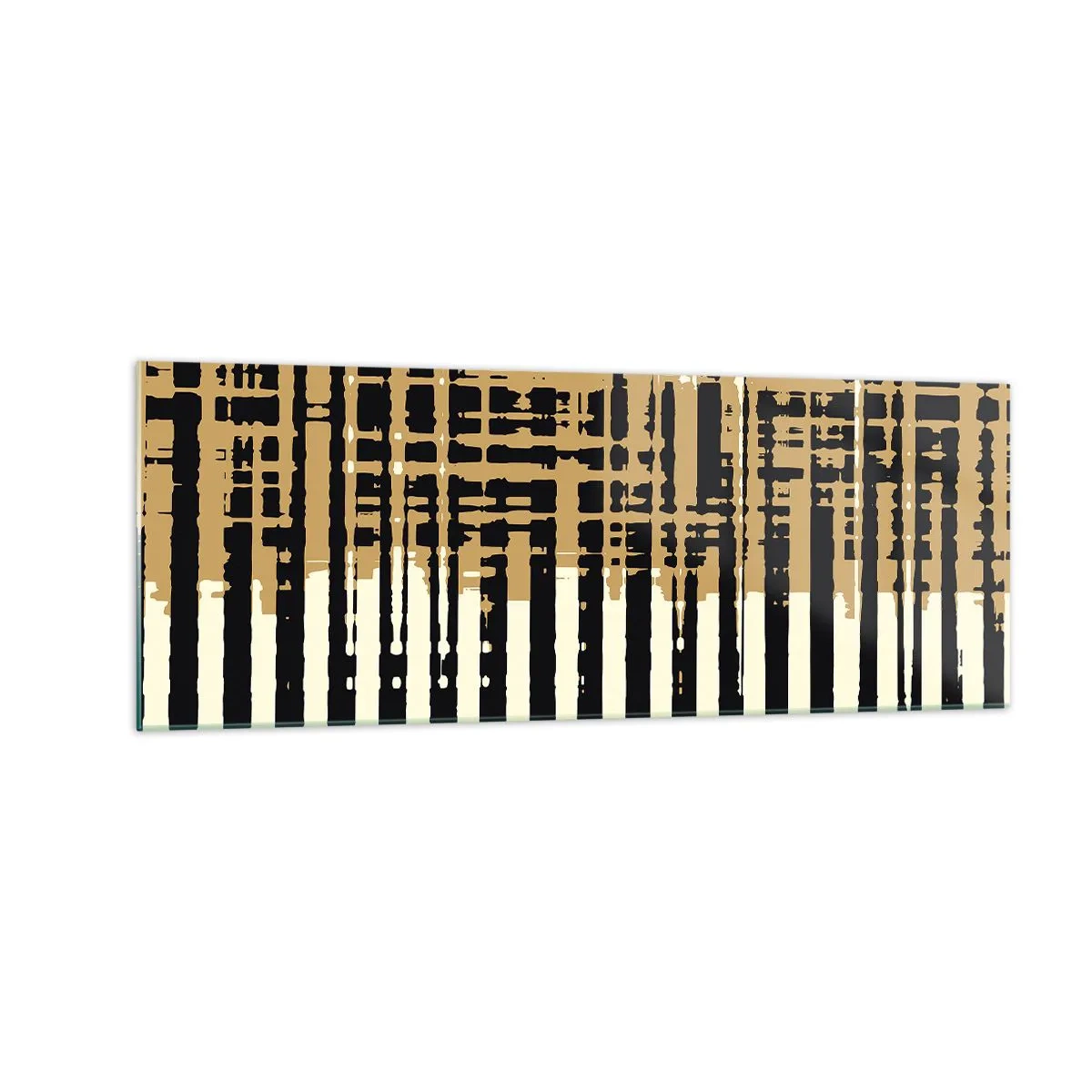 Impression sur verre - Image sur verre - Lignes abstraites en noir, beige et blanc - 140x50cm - Abstraction architecturale - Décoration murale moderne pour le salon et la chambre ARTTOR