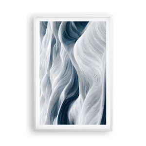 Affiche dans un cadre blanc - Poster - Vagues blanches et bleues - 61x91 cm