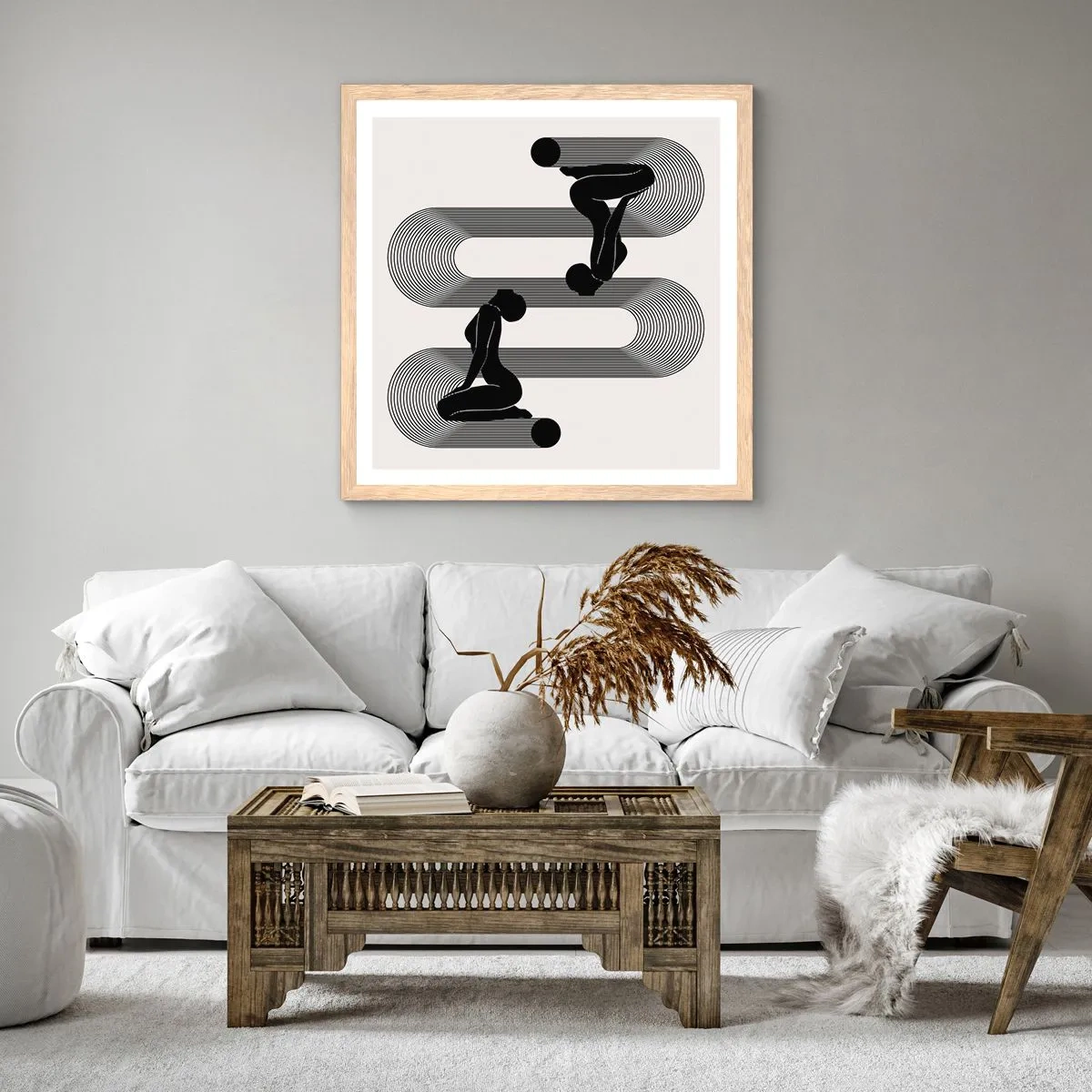 Affiche dans un chêne clair - Poster - Symétrie sensuelle - 60x60 cm