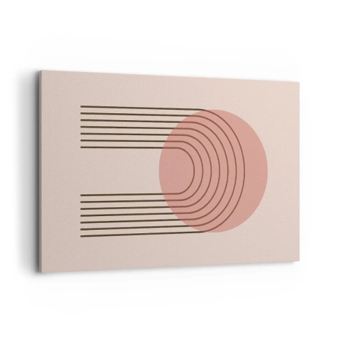Impression sur toile - Image sur toile - Motif abstrait avec cercle et lignes roses - 120x80cm - Attraction irrésistible - Décoration murale moderne pour le salon et la chambre ARTTOR