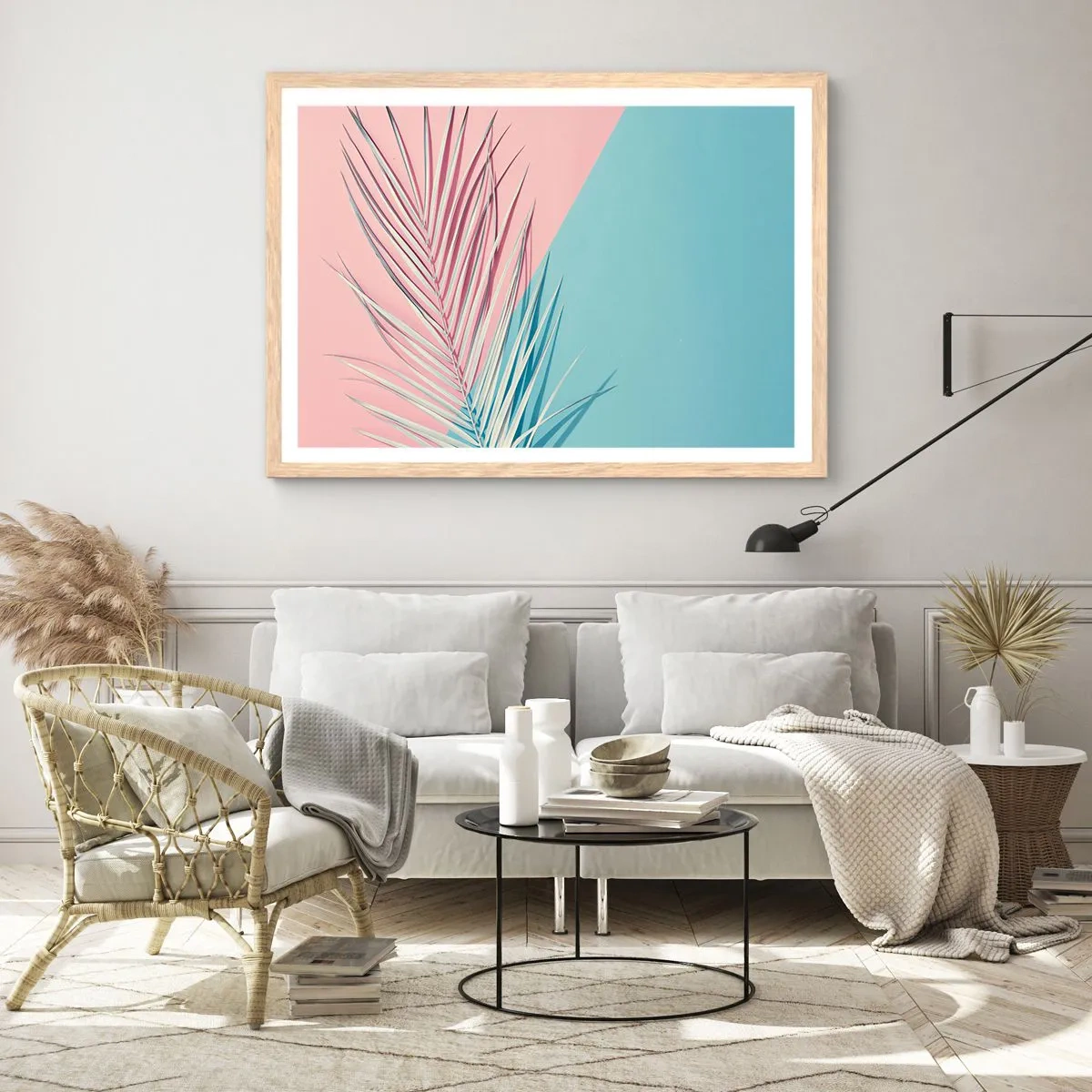Affiche dans un chêne clair - Poster - Impression tropicale - 100x70 cm