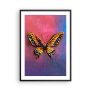 Affiche dans un cadre noir - Poster - Un papillon coloré sur un fond artistique aux couleurs intenses. - 50x70cm - Un joyau de la nature - Décoration murale moderne pour le salon et la chambre ARTTOR