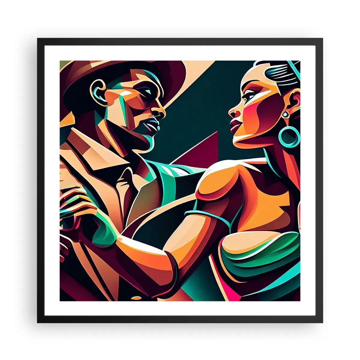 Affiche dans un cadre noir - Poster - Au rythme du coeur - 60x60 cm