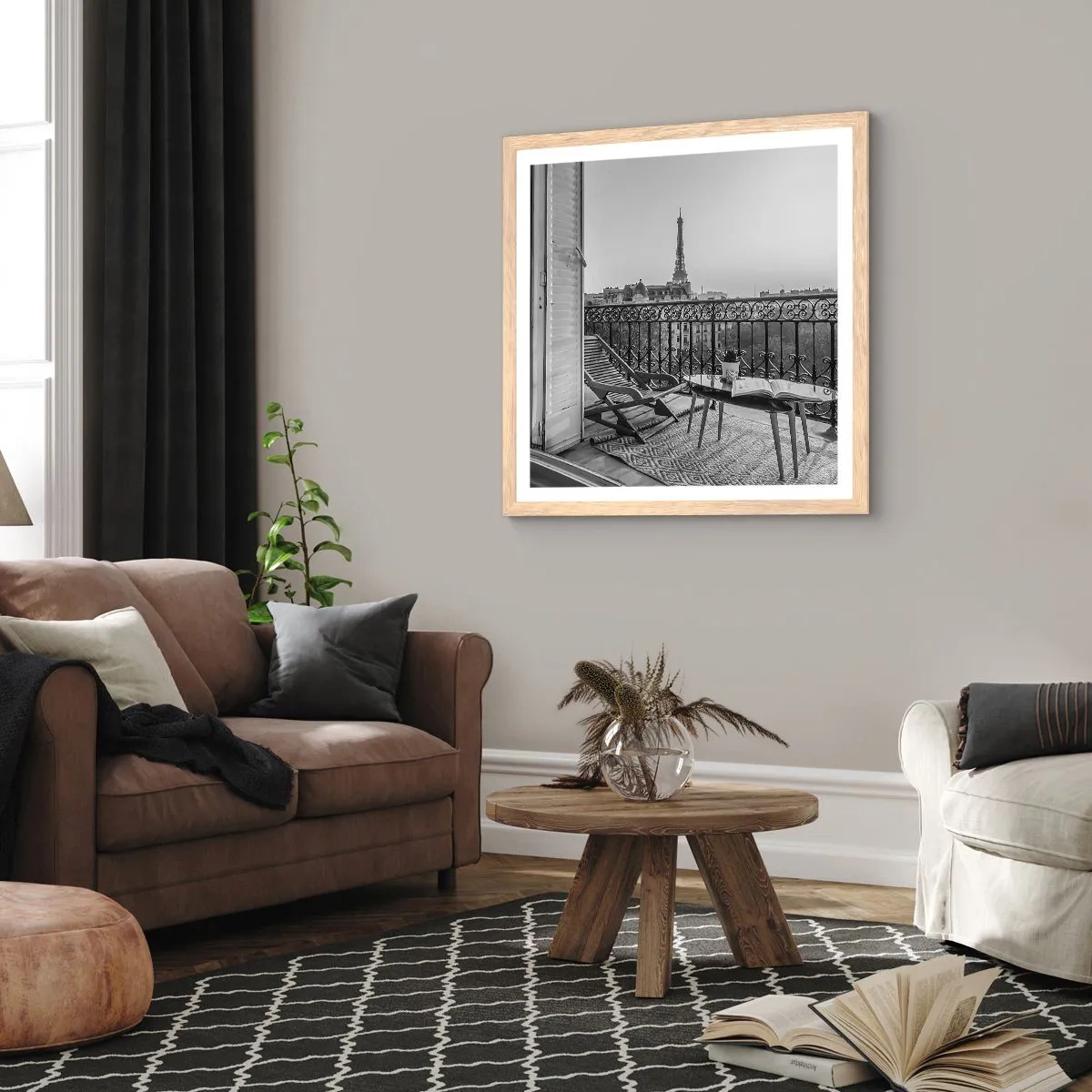 Affiche dans un chêne clair - Poster - Après-midi parisien - 40x40 cm