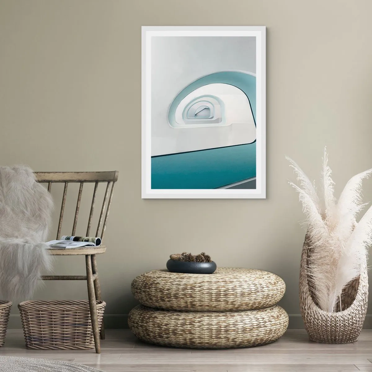 Affiche dans un cadre blanc - Poster - Au profondeur du bleu - 50x70 cm
