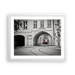 Affiche dans un cadre blanc - Poster - Dans le labyrinthe de la ville - 50x40 cm