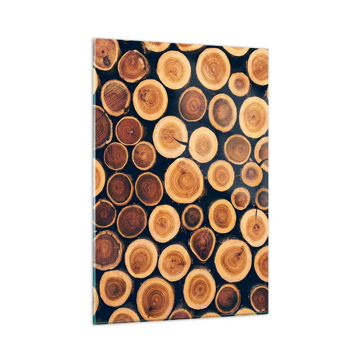 Impression sur verre - Image sur verre - Modèle réalisé à partir de sections transversales de bûches de bois - 80x120cm - Quel âge je semble avoir ? - Décoration murale moderne pour le salon et la chambre ARTTOR