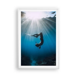 Affiche dans un cadre blanc - Poster - Dans sous-marine - 61x91 cm