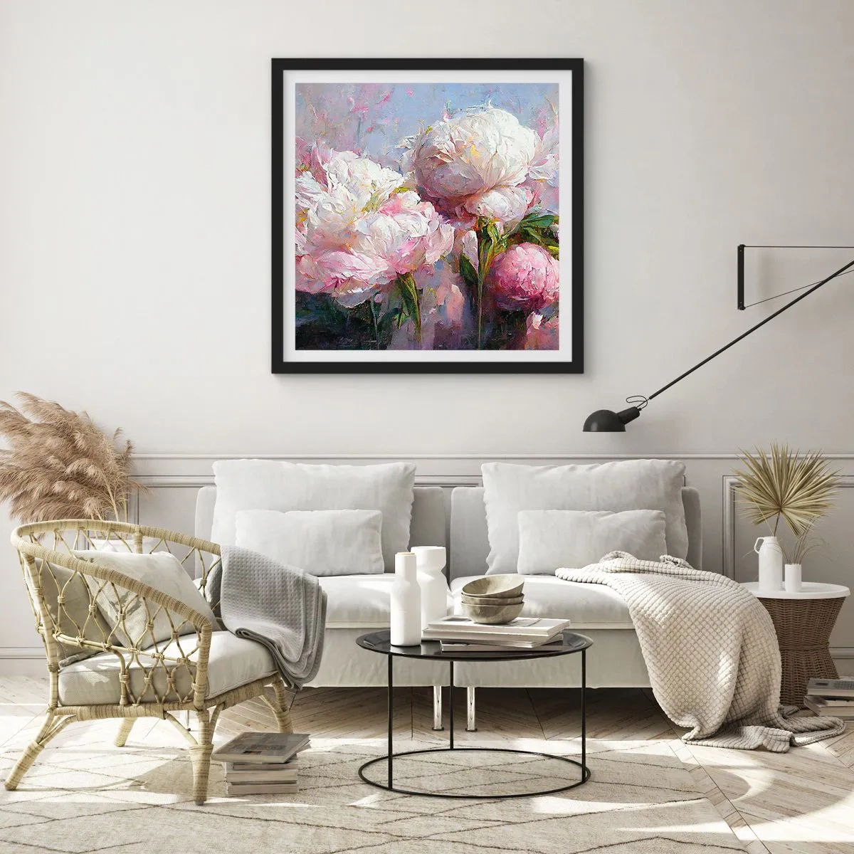 Affiche dans un cadre noir - Poster - Un bouquet plein de vie - 30x30 cm