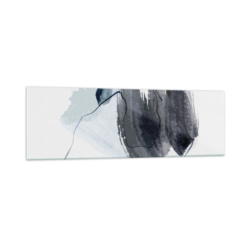 Impression sur verre - Image sur verre - Composition abstraite dans les tons de gris et de bleu - 160x50cm - Intensité et mouvement - Décoration murale moderne pour le salon et la chambre ARTTOR