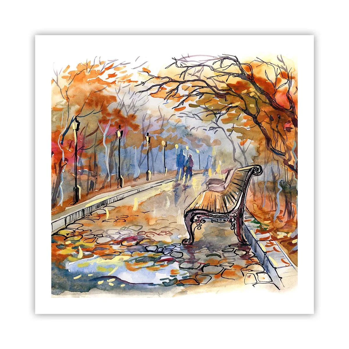Affiche - Poster - Errer ensemble à l'automne - 60x60 cm