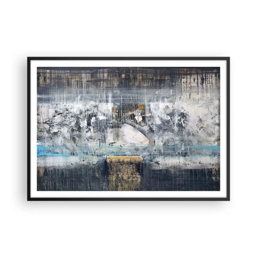 Affiche dans un cadre noir - Poster - Composition abstraite aux tons froids - 100x70cm - Comme sur la glace, comme après décembre - Décoration murale moderne pour le salon et la chambre ARTTOR