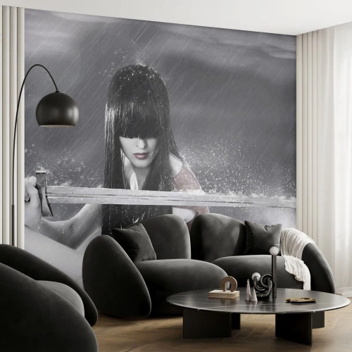 Papier Peint Photo Premium Sand - Belle et dangereuse - Femme, Épée, Militaire - 250x175 cm