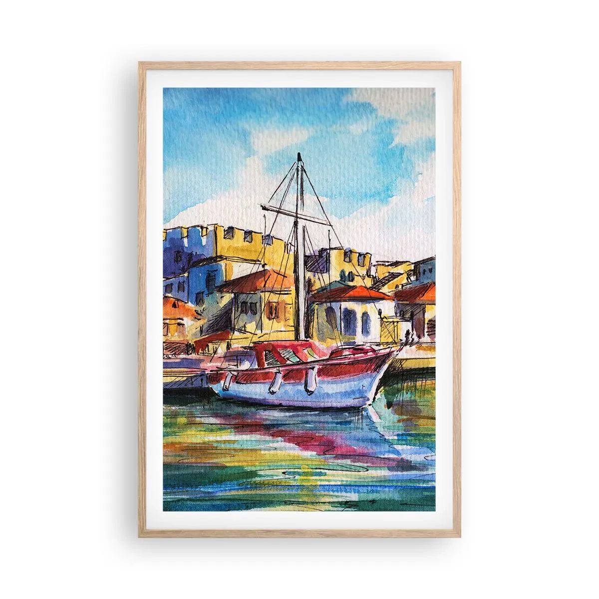 Affiche dans un chêne clair - Poster - Après-midi arc-en-ciel - 61x91 cm