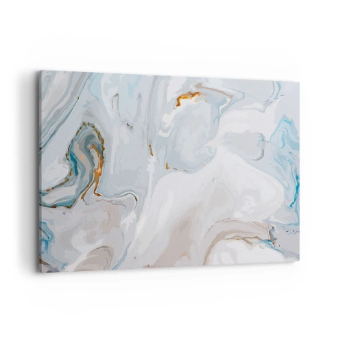 Impression sur toile - Image sur toile - Vagues abstraites dans des tons de bleu et de blanc - 120x80cm - Blanc surélevé - Décoration murale moderne pour le salon et la chambre ARTTOR