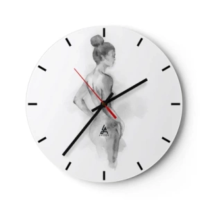 Horloge murale - Pendule murale - Une silhouette de femme peinte à l'aquarelle dans des tons de gris. - 30x30cm - Belle comme une peinture - Décoration murale moderne pour le salon, la cuisine et la chambre ARTTOR
