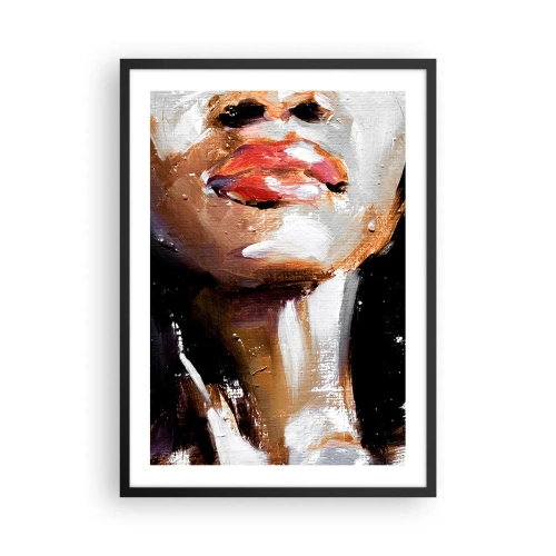 Affiche dans un cadre noir - Poster - Portrait abstrait d'une femme aux lèvres rouges - 50x70cm - Fierté sans préjugés - Décoration murale moderne pour le salon et la chambre ARTTOR