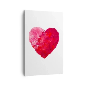 Impression sur toile - Image sur toile - Un cœur rose et rouge peint au pinceau - 80x120cm - All you need is love - Décoration murale moderne pour le salon et la chambre ARTTOR