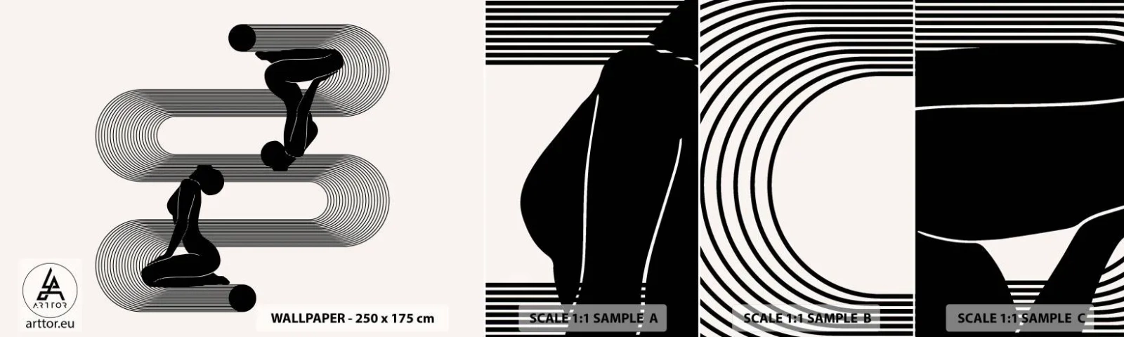 Échantillon De Papier Peint Standard Eco - Symétrie sensuelle - Femmes, Lignes, Méditation - 100x30 cm