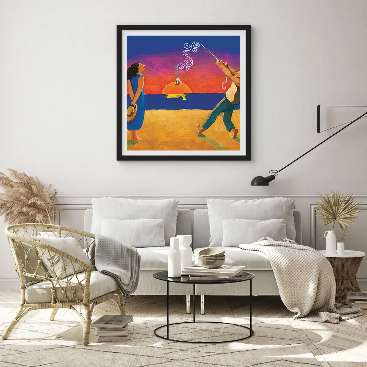 Affiche dans un cadre noir - Poster - Plus qu'une étoile dans le ciel - 40x40 cm