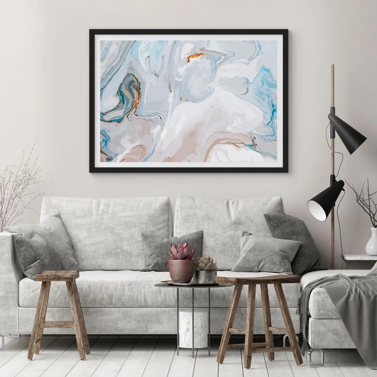 Affiche dans un cadre noir - Poster - Blanc surélevé - 91x61 cm