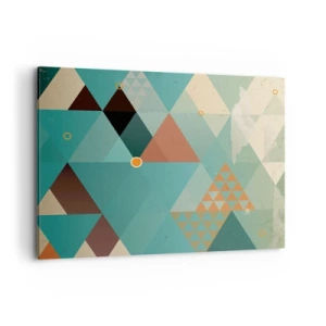 Impression sur toile - Image sur toile - Motifs géométriques dans les tons turquoise et marron - 120x80cm - Unité de la multiplicité, multiplicité de l'unité - Décoration murale moderne pour le salon et la chambre ARTTOR