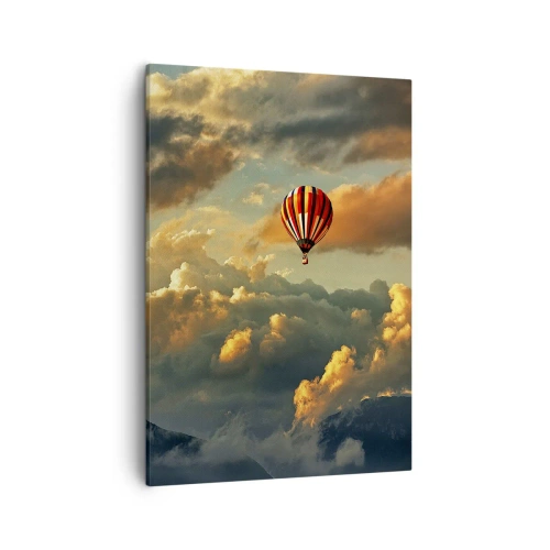 Impression sur toile - Image sur toile - Un ballon sur fond de nuages dramatiques - 50x70cm - Je vole parce que je veux - Décoration murale moderne pour le salon et la chambre ARTTOR
