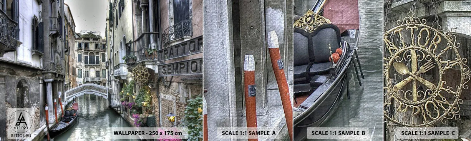 Échantillon de Papier Peint Premium Canvas - Pendant des siècles dans une réflexion silencieuse - Venise, Ville, Architecture - 100x30 cm