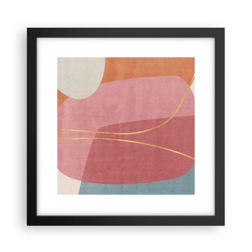 Affiche dans un cadre noir - Poster - Composition pastel au fil d'or - 30x30 cm