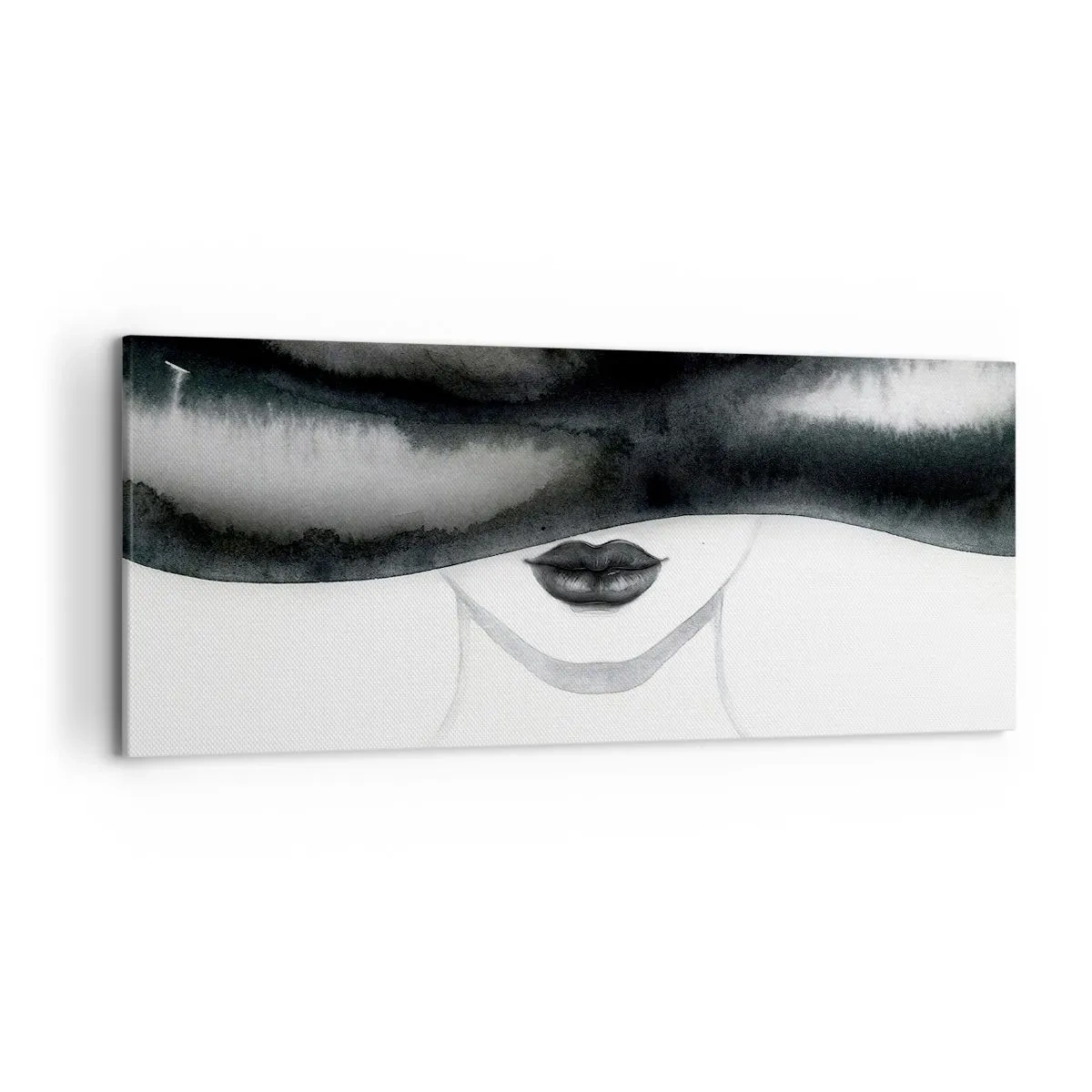 Impression sur toile - Image sur toile - Un portrait subtil d'une femme au visage couvert dans un style monochrome. - 120x50cm - Un mystère sensuel - Décoration murale moderne pour le salon et la chambre ARTTOR