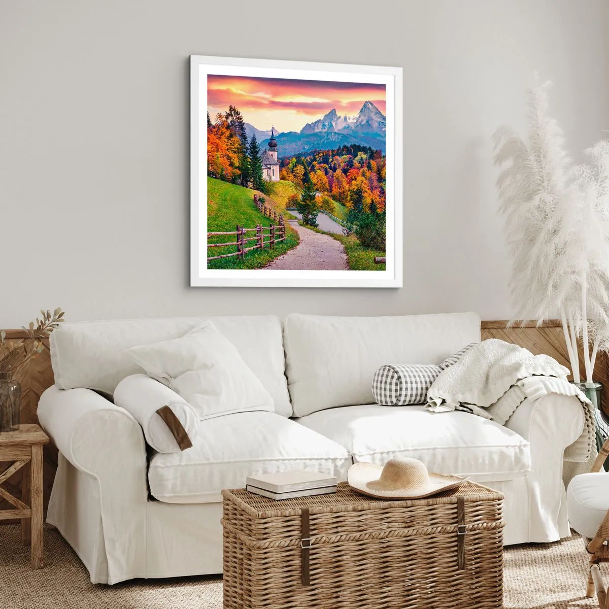 Affiche dans un cadre blanc - Poster - Paysage comme peind - 40x40 cm