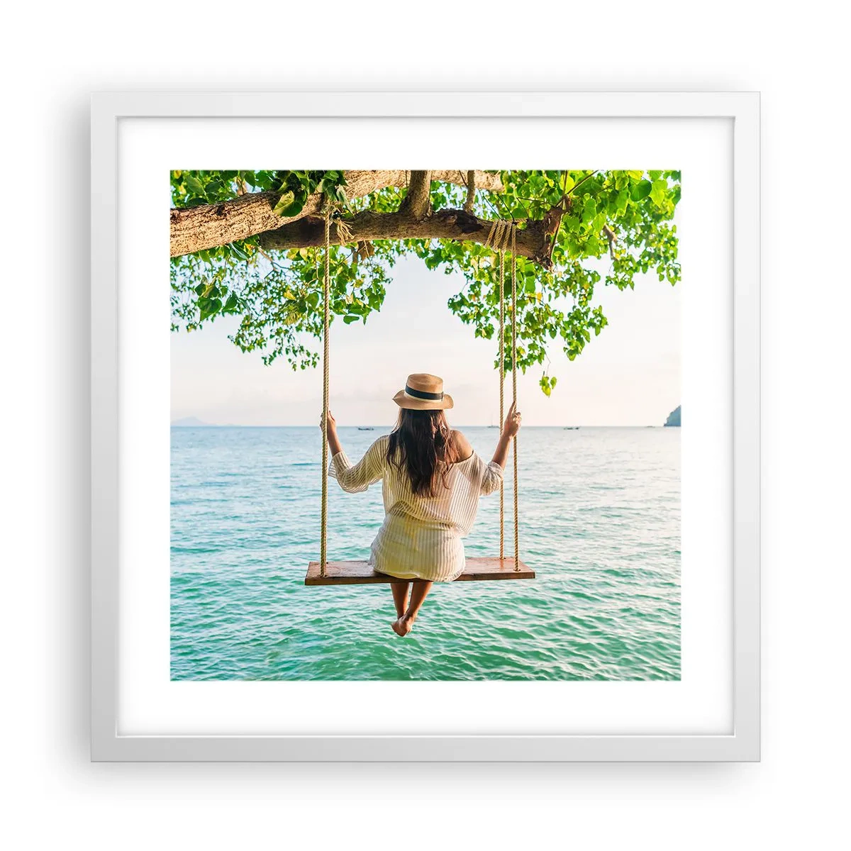 Affiche dans un cadre blanc - Poster - La vie est belle - 40x40 cm