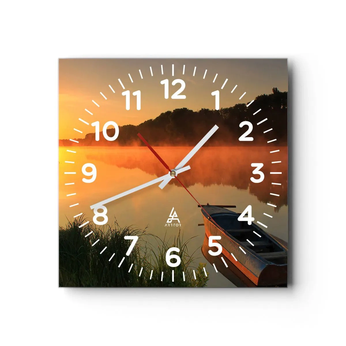 Horloge murale - Pendule murale - Lever du soleil sur l'eau comme un miroir - 30x30 cm