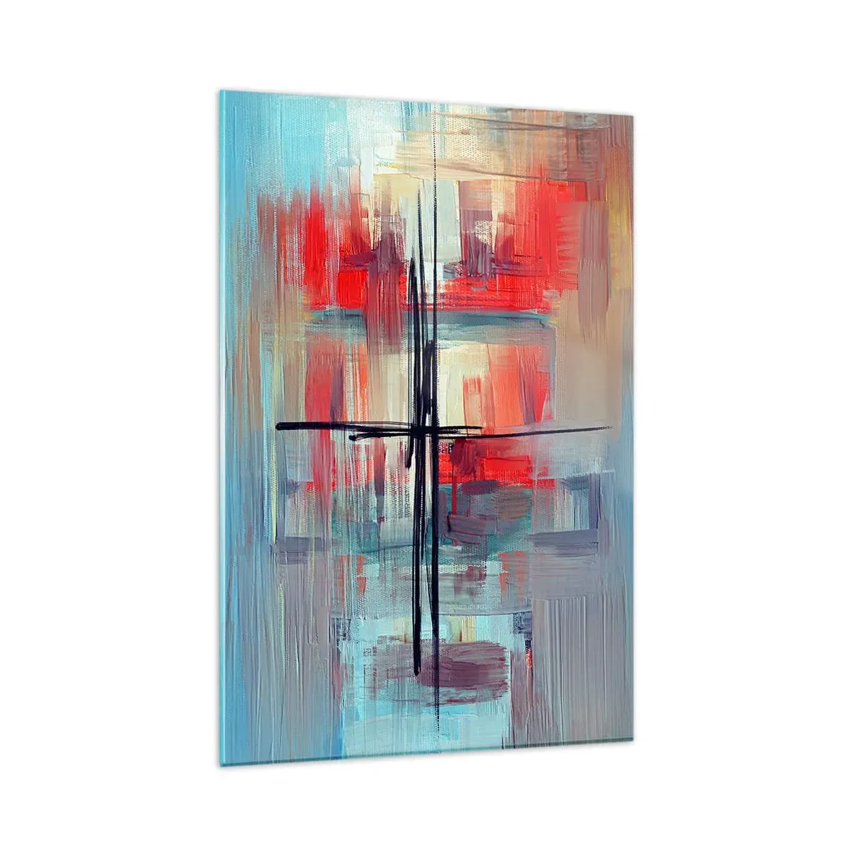 Impression sur verre - Image sur verre - Une composition abstraite aux couleurs intenses, aux lignes et aux formes géométriques. - 80x120cm - Un paysage dans une dimension inconnue - Décoration murale moderne pour le salon et la chambre ARTTOR