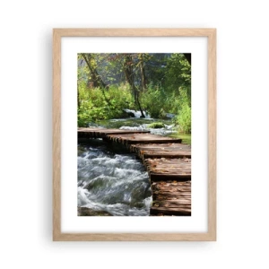 Affiche dans un chêne clair - Poster - Au-dessus de la cascade mousseuse - 30x40 cm