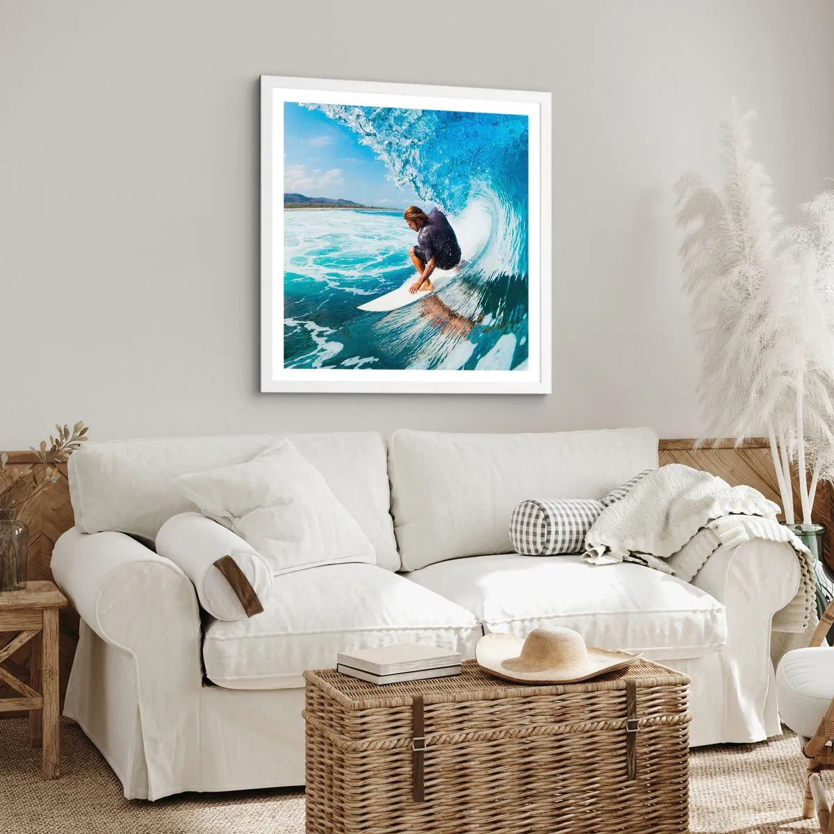 Affiche dans un cadre blanc - Poster - Danse avec les vagues - 60x60 cm