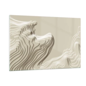 Impression sur verre - Image sur verre - Abstraction minimaliste avec des lignes topographiques sur fond beige. - 120x80cm - Topographie artistique - Décoration murale moderne pour le salon et la chambre ARTTOR