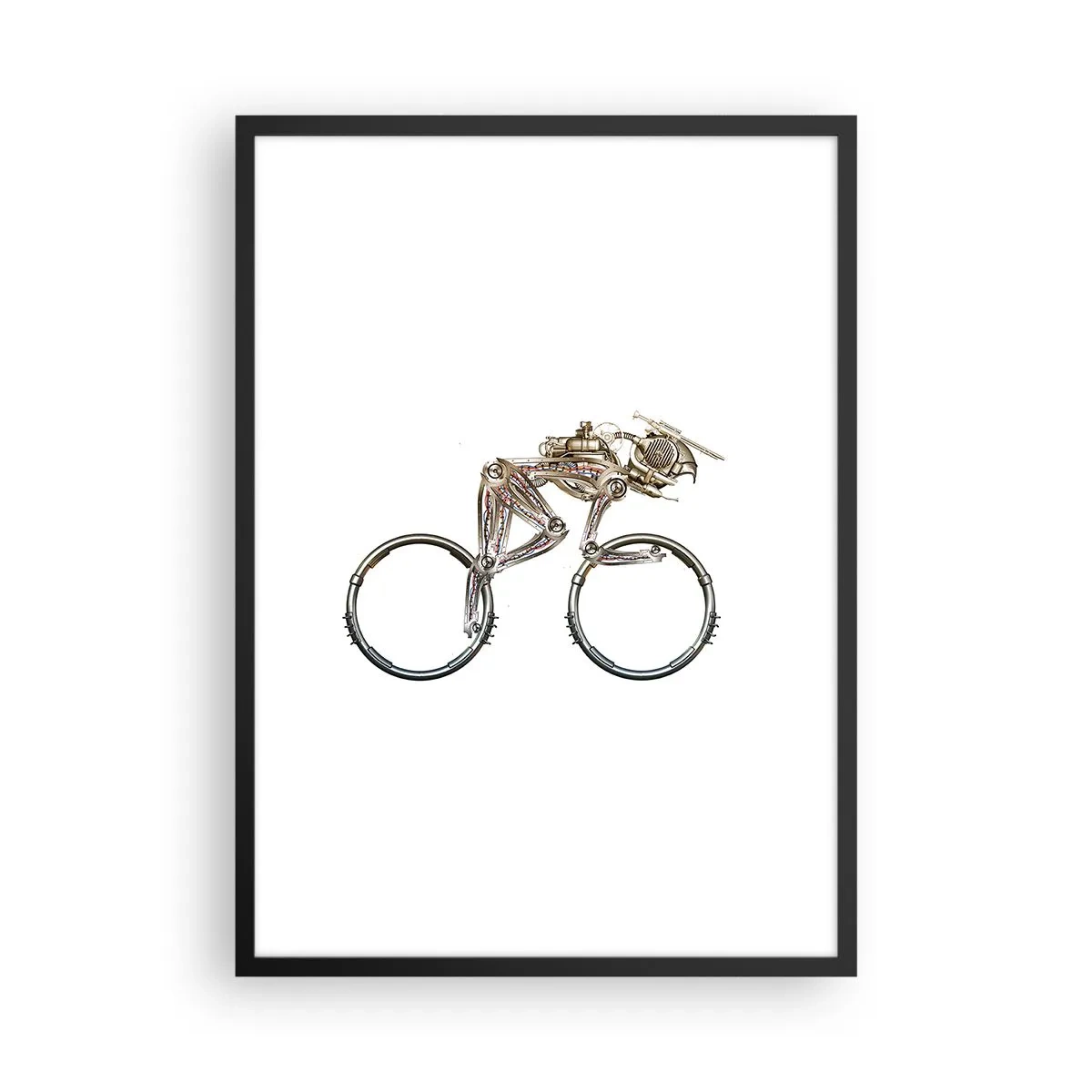 Affiche dans un cadre noir - Poster - Un vélo fait de pièces métalliques - 50x70cm - Machine exceptionnelle - Décoration murale moderne pour le salon et la chambre ARTTOR