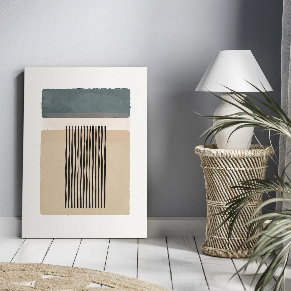 Impression sur toile - Image sur toile - Formes géométriques minimalistes dans des tons beiges et verts - 70x100cm - Tout est en ordre - Décoration murale moderne pour le salon et la chambre ARTTOR
