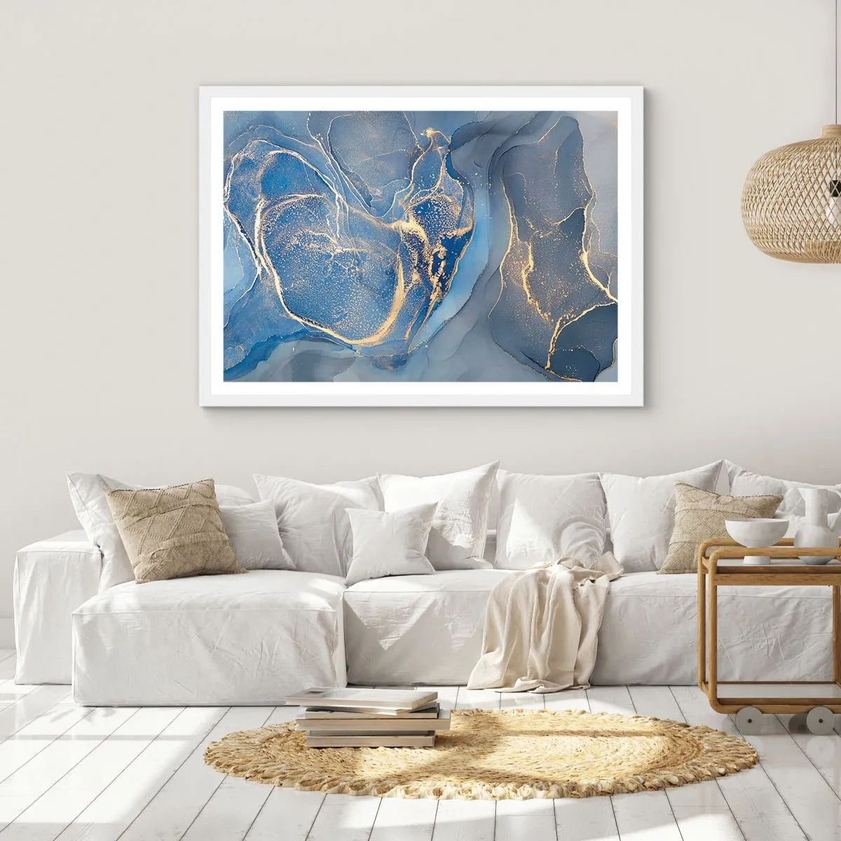 Affiche dans un cadre blanc - Poster - Poussière d'or - 100x70 cm