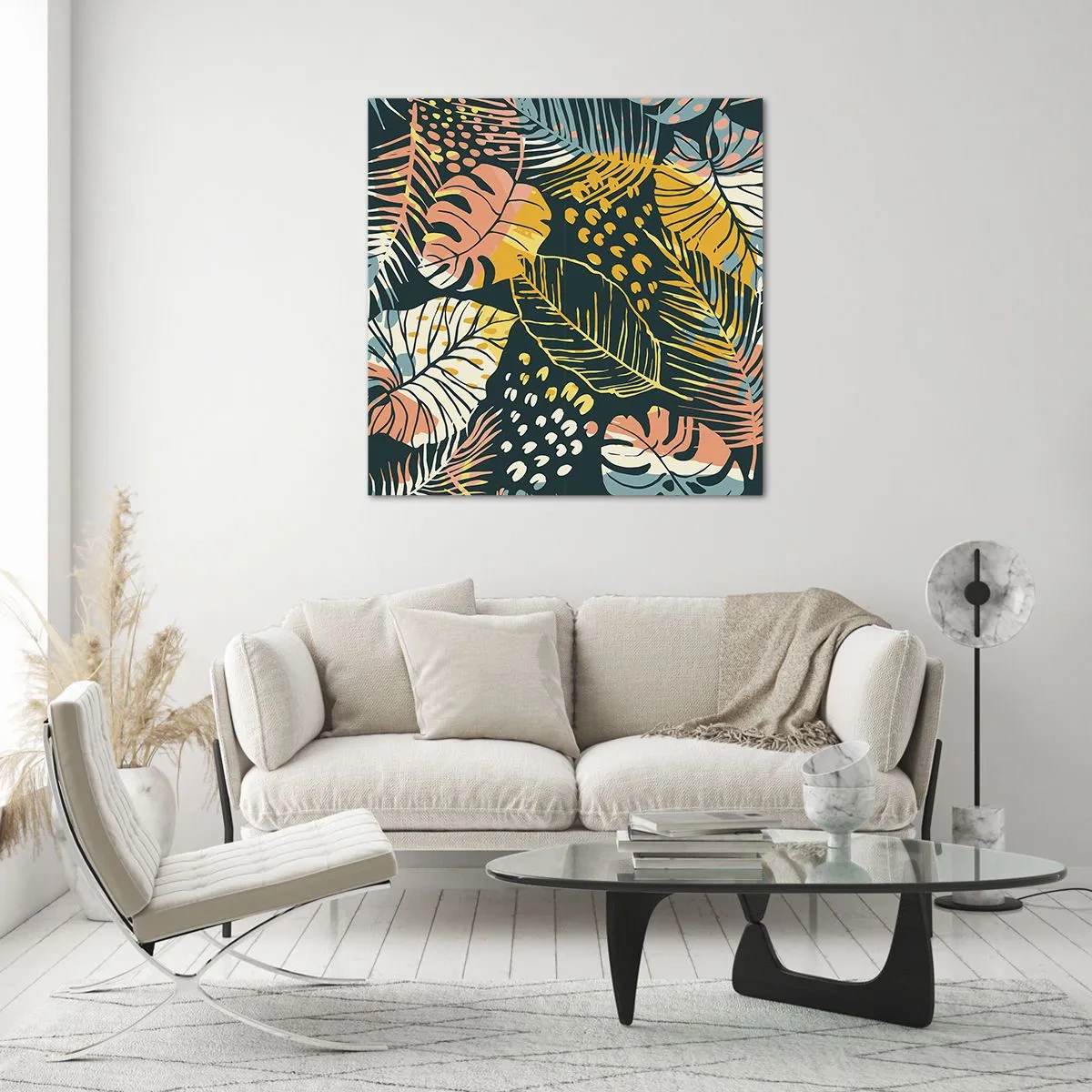 Impression sur verre - Image sur verre - Fantaisie feuillue - 70x70 cm