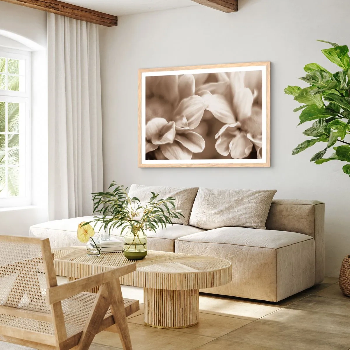 Affiche dans un chêne clair - Poster - Doux comme un sourire - 91x61 cm