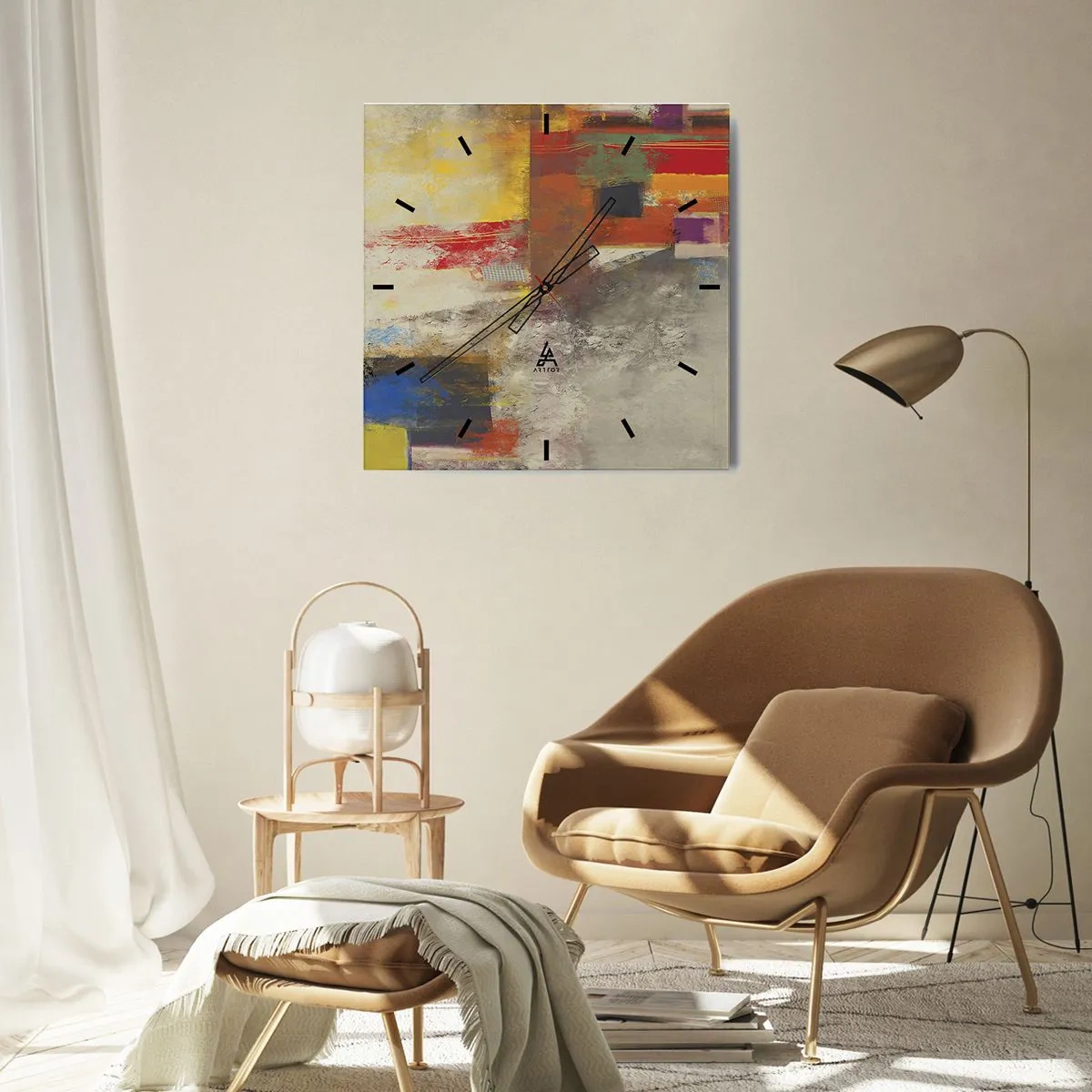 Horloge murale - Pendule murale - Géométrie des couleurs - 40x40 cm