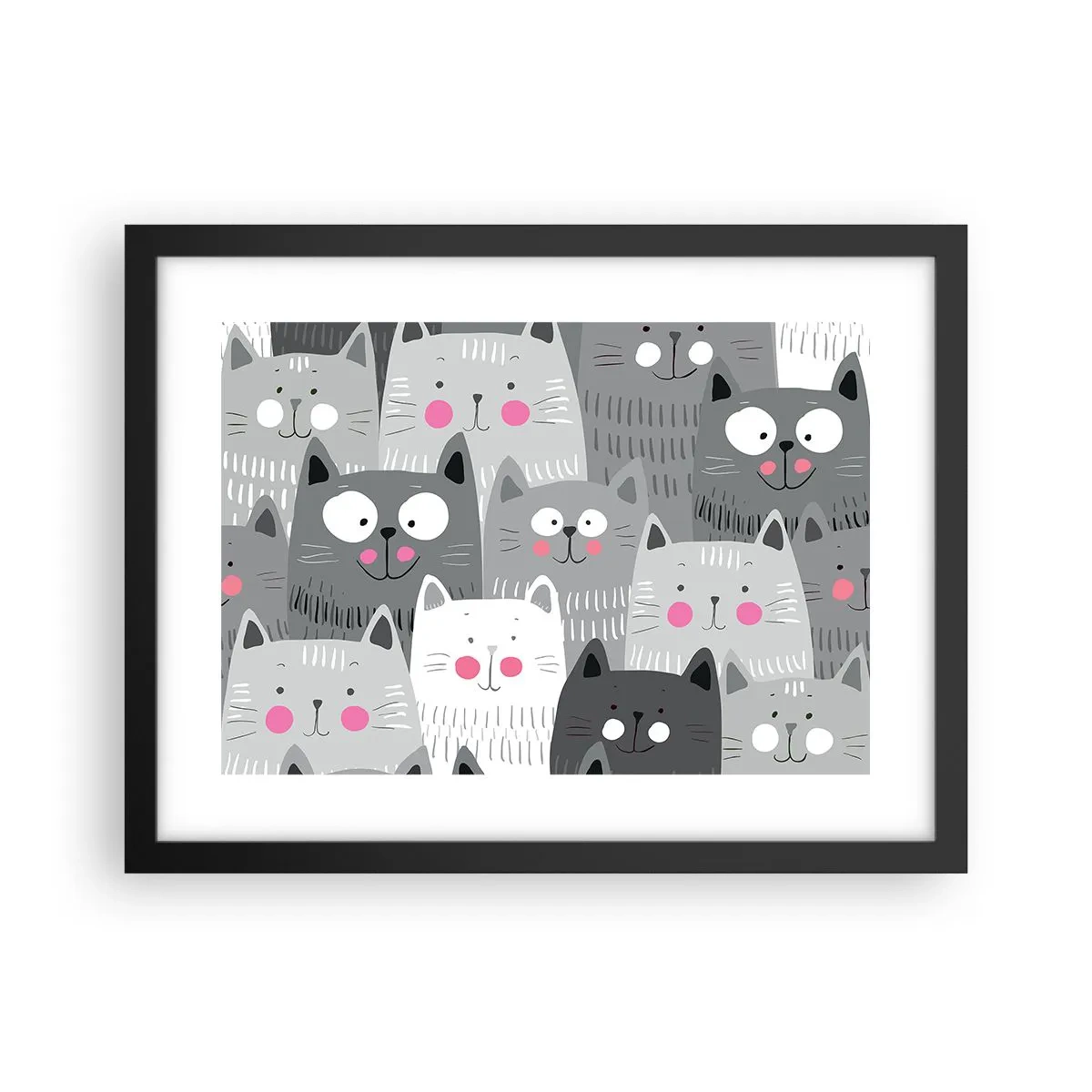 Affiche dans un cadre noir - Poster - Le monde des chats - 40x30 cm